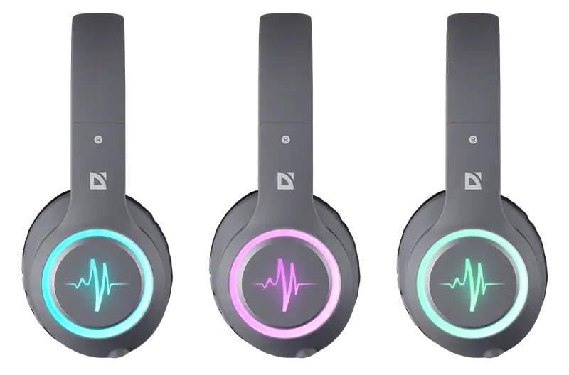 SŁUCHAWKI DEFENDER BLUETOOTH FREEMOTION B571 SZARE LED — 2