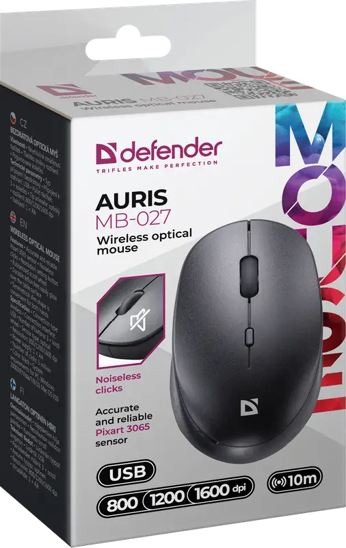 MYSZ DEFENDER AURIS MB-027 RF SILENT CZARNA OPTICAL — 6