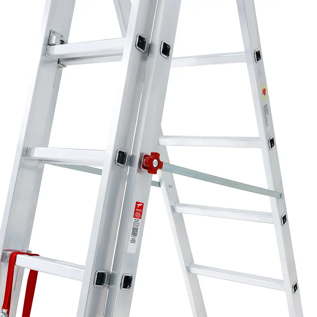 Drabina aluminiowa na schody profesjonalna FARAONE 3x8 AK250.3SC- 6,19 m — 5