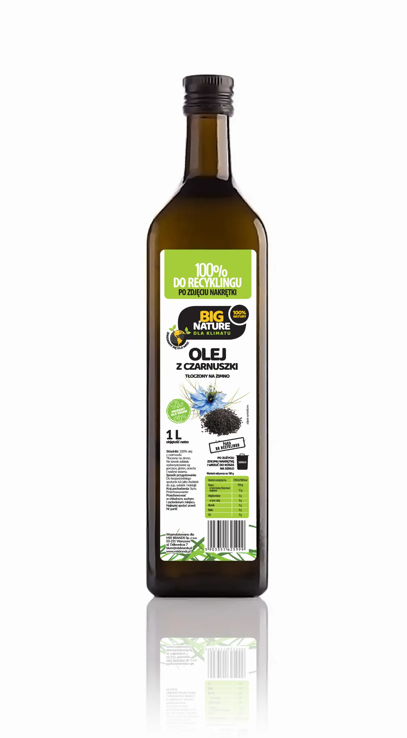 Olej z czarnuszki tłoczony na zimno 1L  - BIG NATURE — 2