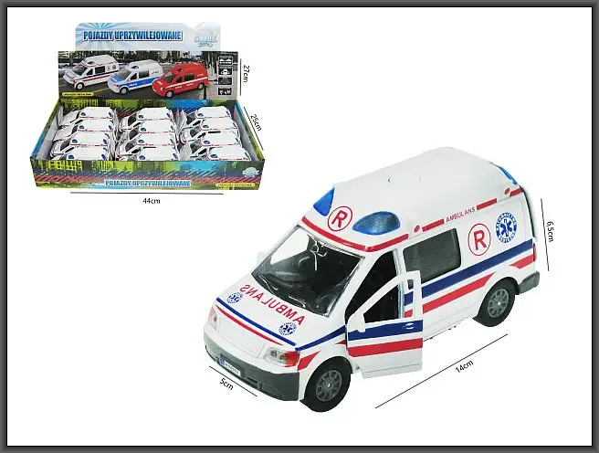 auto metalowe z dźwiękiem AMBULANS HKG004