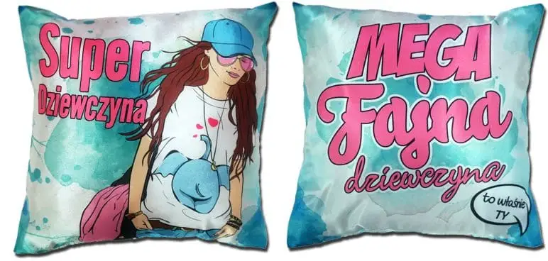 poduszka dwustronna 20 x 20 cm Mega Fajna Dziewczyna S46