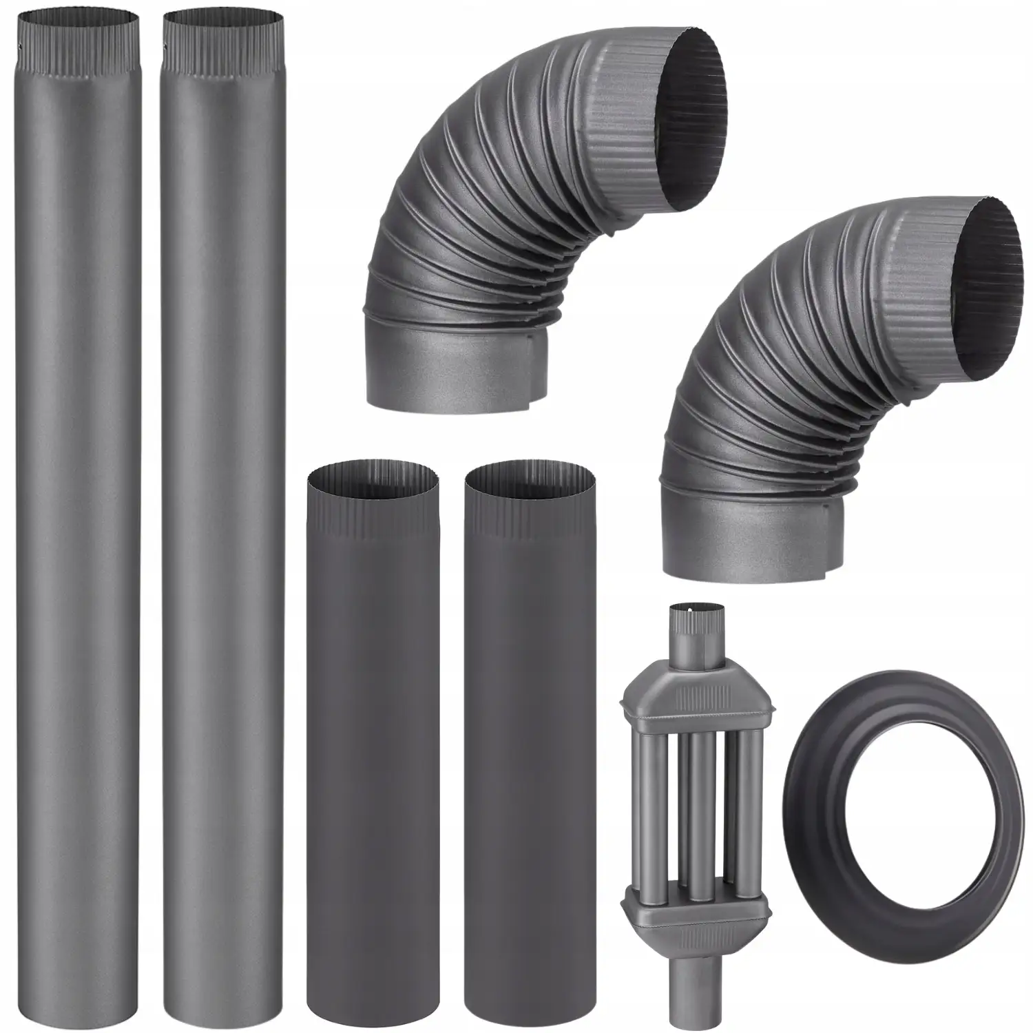 Zestaw przyłączeniowy do pieca kominka fi 120 mm 2x rury 2x kolano radiator