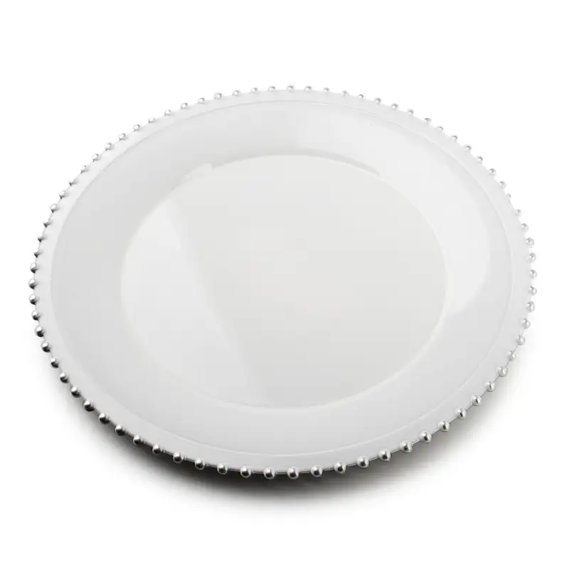 talerz plexi 33xh2cm BIAŁO-SREBRNY