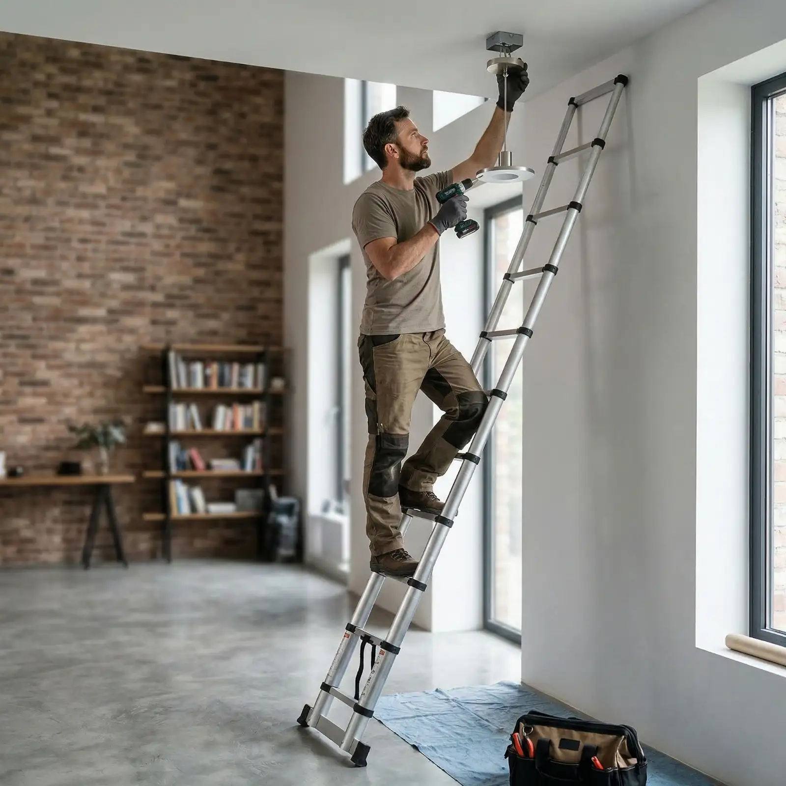 Drabina aluminiowa teleskopowa składana przystawna rozsuwana HIGHER 3,2m — 10