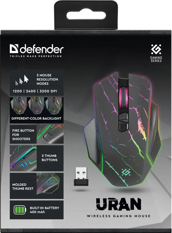 MYSZ DEFENDER GM-503 URAN OPTIC RF RGB 3200dpi 8P — 7