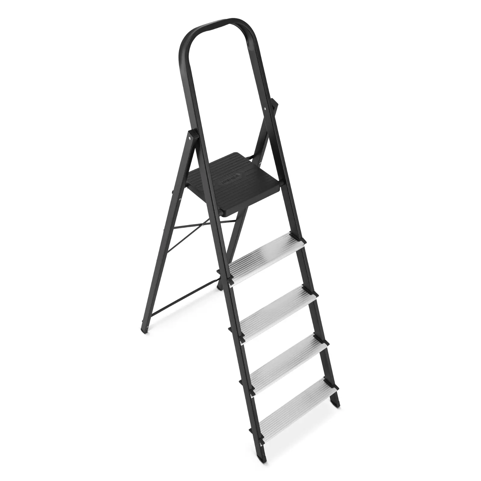 Drabina aluminiowa stalowa domowa HIGHER 5 stopni 150 kg MOCNA — 7