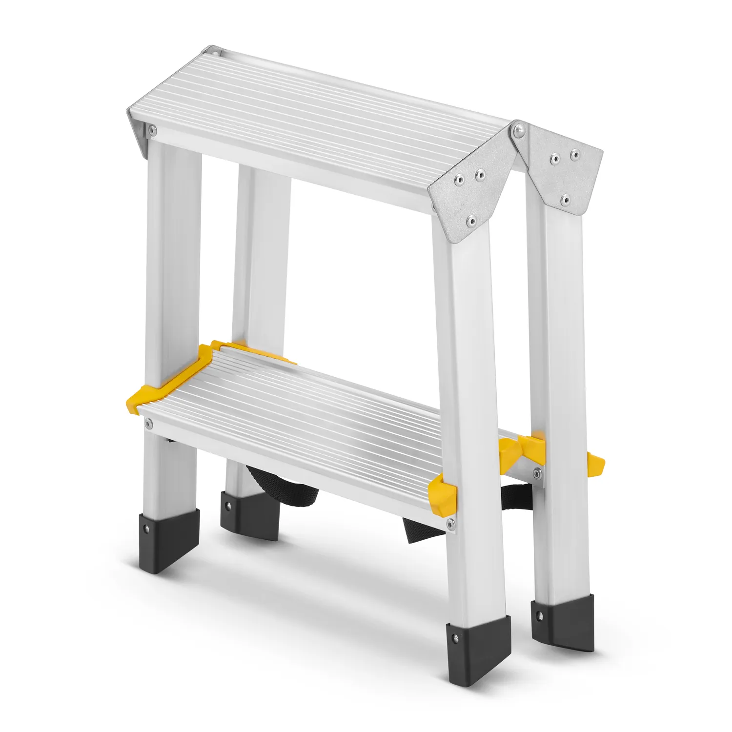 Drabina aluminiowa domowa dwustronna składana HIGHER 2x2 stopnie taboret podnóżek schodek — 4