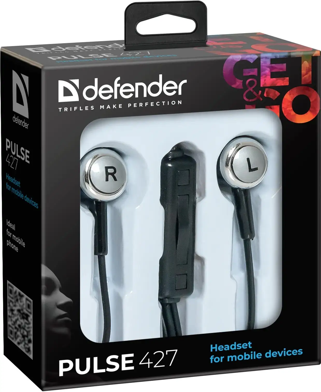 SŁUCHAWKI DEFENDER DOUSZNE Z MIKROFONEM PULSE 427 CZARNE — 2