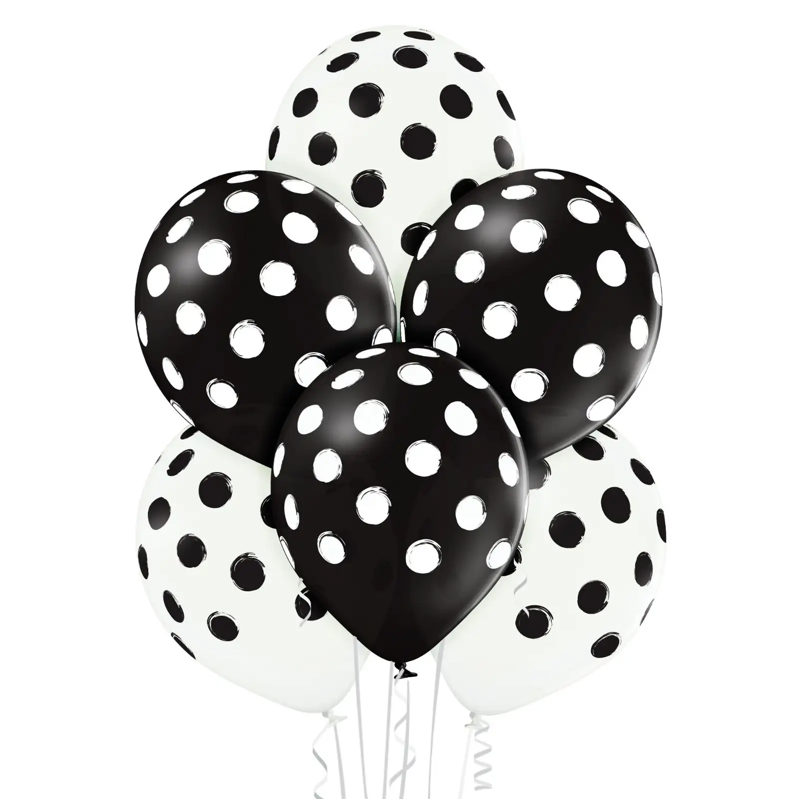balony  KROPKI biało-czarne  6szt. | BN06-586