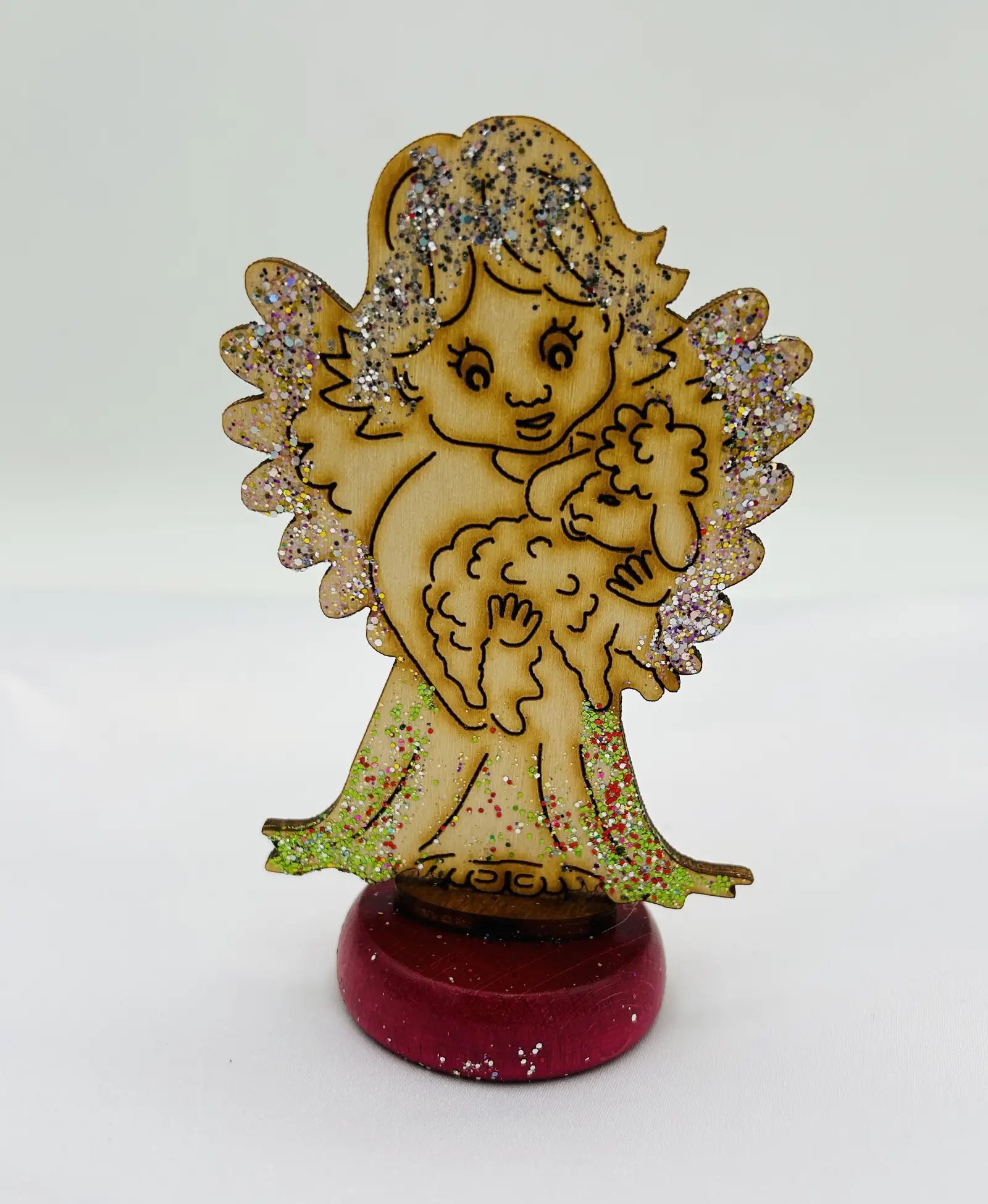 aniołek stojący z brokatem , 11 x 4 cm