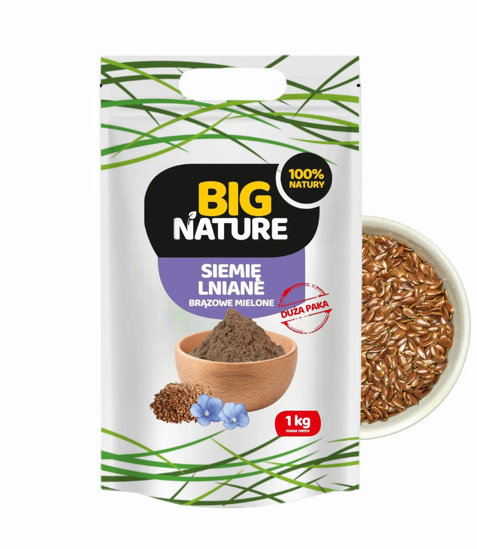 Siemię lniane mielone brązowe 250g  Duża Paka - BIG NATURE