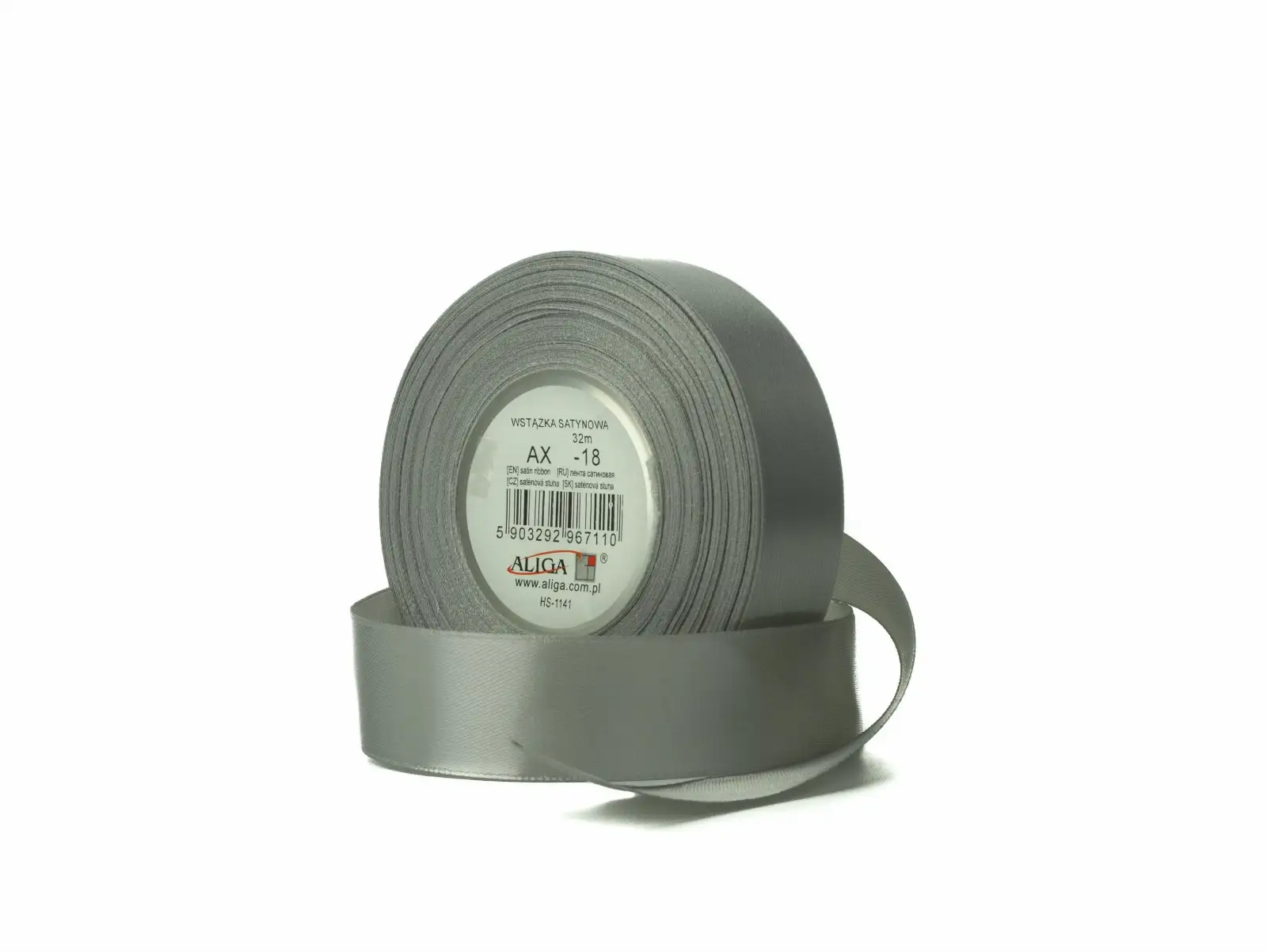 wstążka satynowa 4szt. szara  12mm/32m | AX12-18
