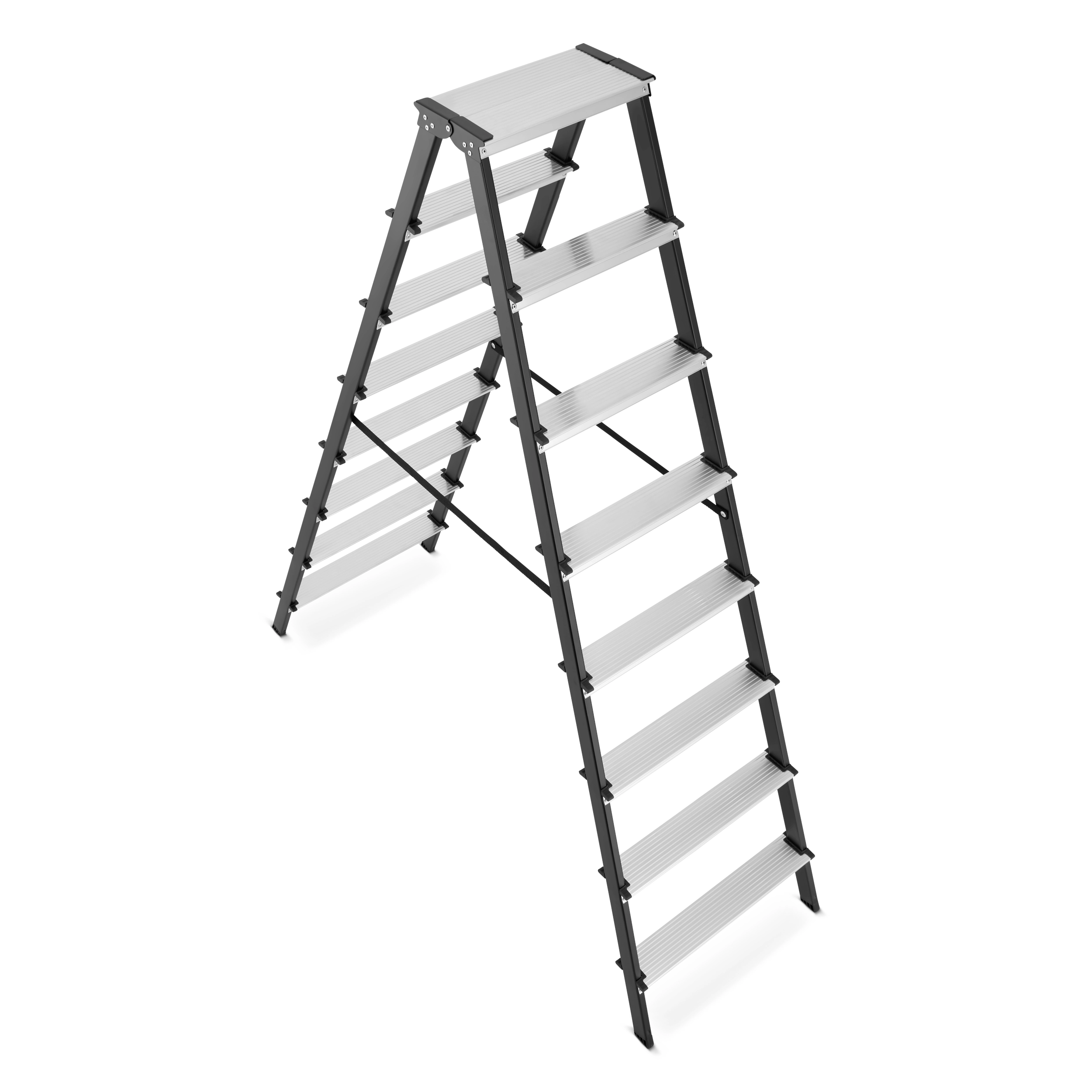 Drabina drabinka domowa 2x8 dwustronna składana MOCNA 150 kg HIGHER schodki — 6