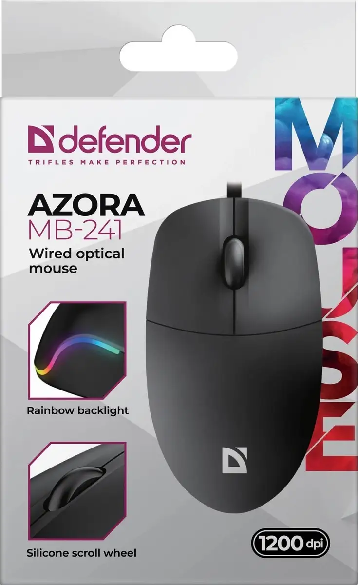 MYSZ DEFENDER AZORA MB-241 OPTICAL 1200dpi 3P CZARNA — 5