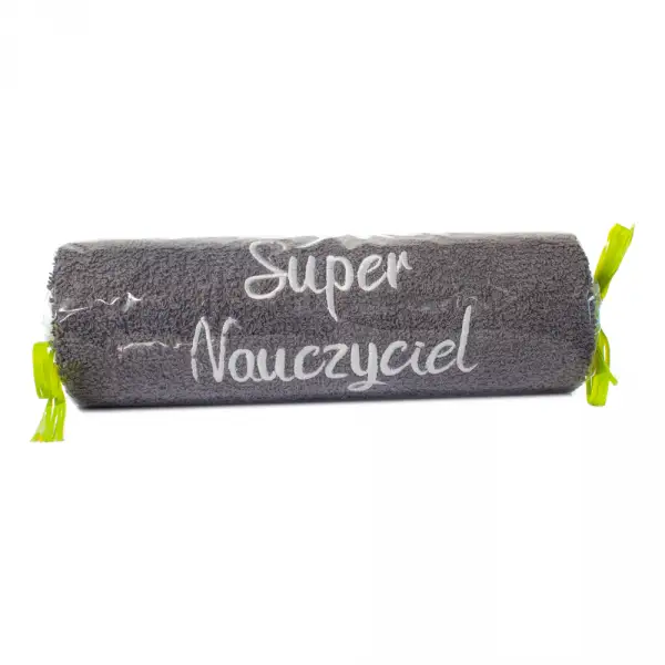 ręcznik szary cukierek z haftem "Super Nauczyciel"