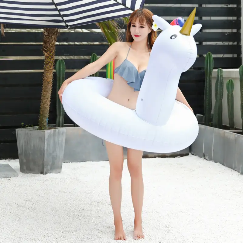 Koło materac do pływania plażowy duży jednorożec 90cm — 12