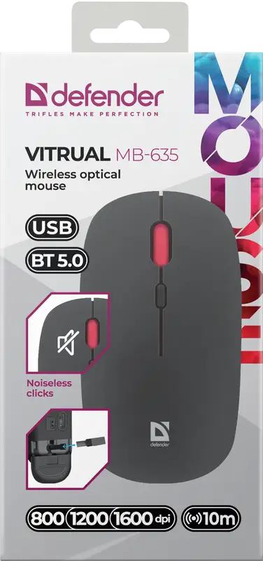 MYSZ DEFENDER VITRUAL MB-635 RF+BT SILENT 1600dpi 4P — 5