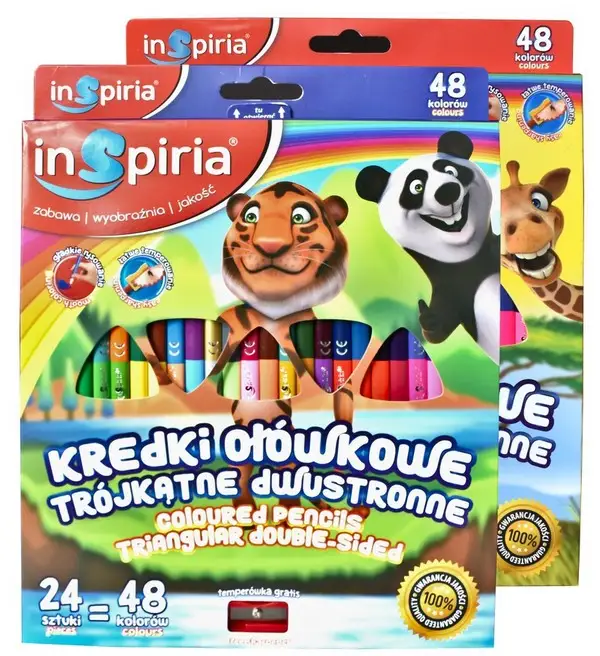 kredki trójkątne dwustronne 24szt. 48kol.