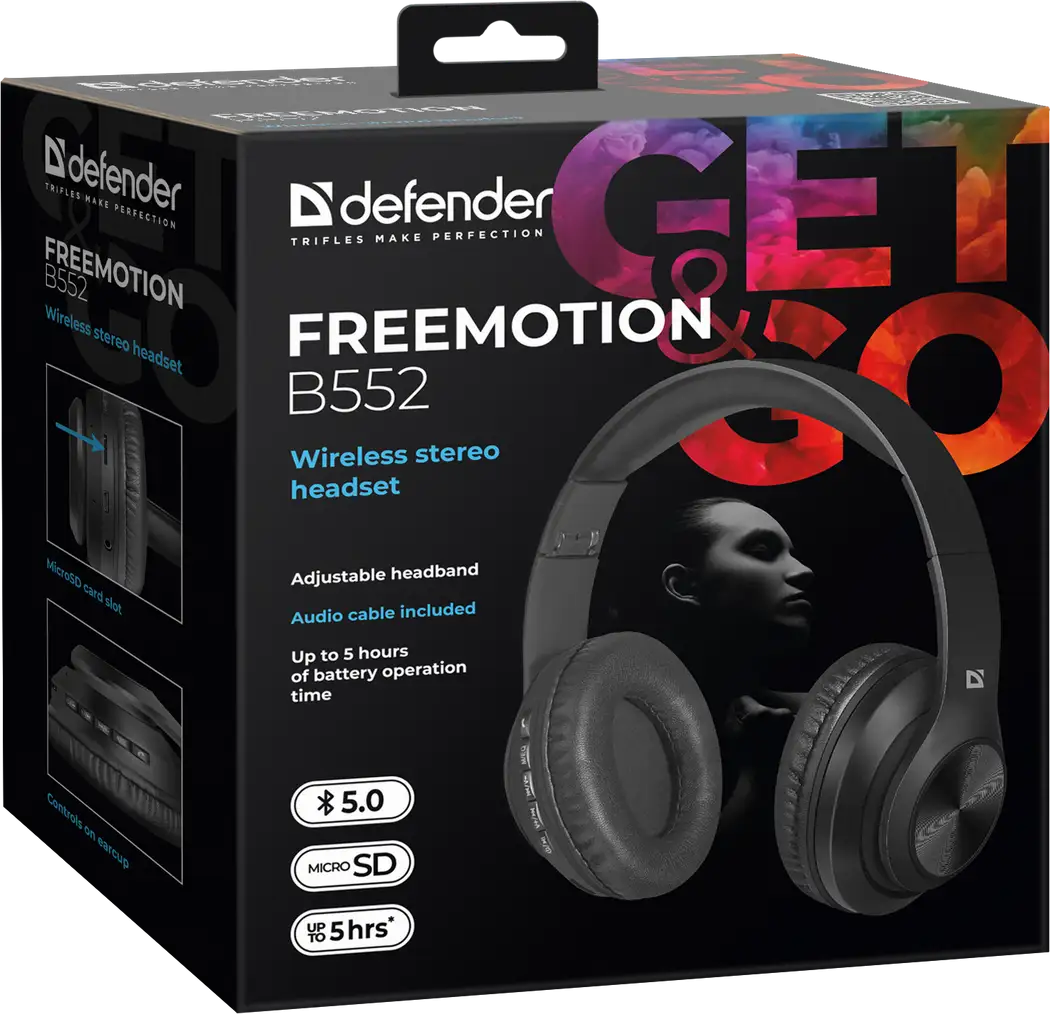 SŁUCHAWKI DEFENDER BLUETOOTH FREEMOTION B552 CZARNE — 7