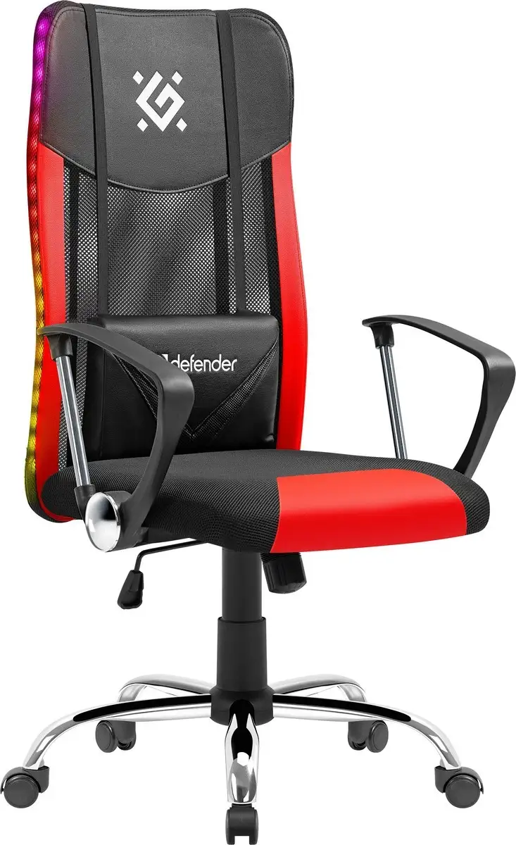 FOTEL DEFENDER WEST CZERWONO-CZARNY RGB GAMING