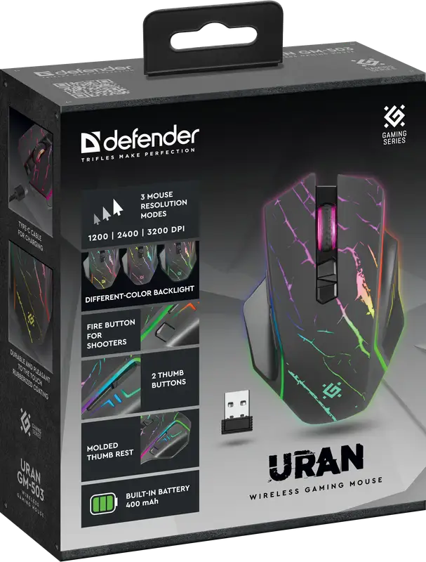 MYSZ DEFENDER GM-503 URAN OPTIC RF RGB 3200dpi 8P — 8