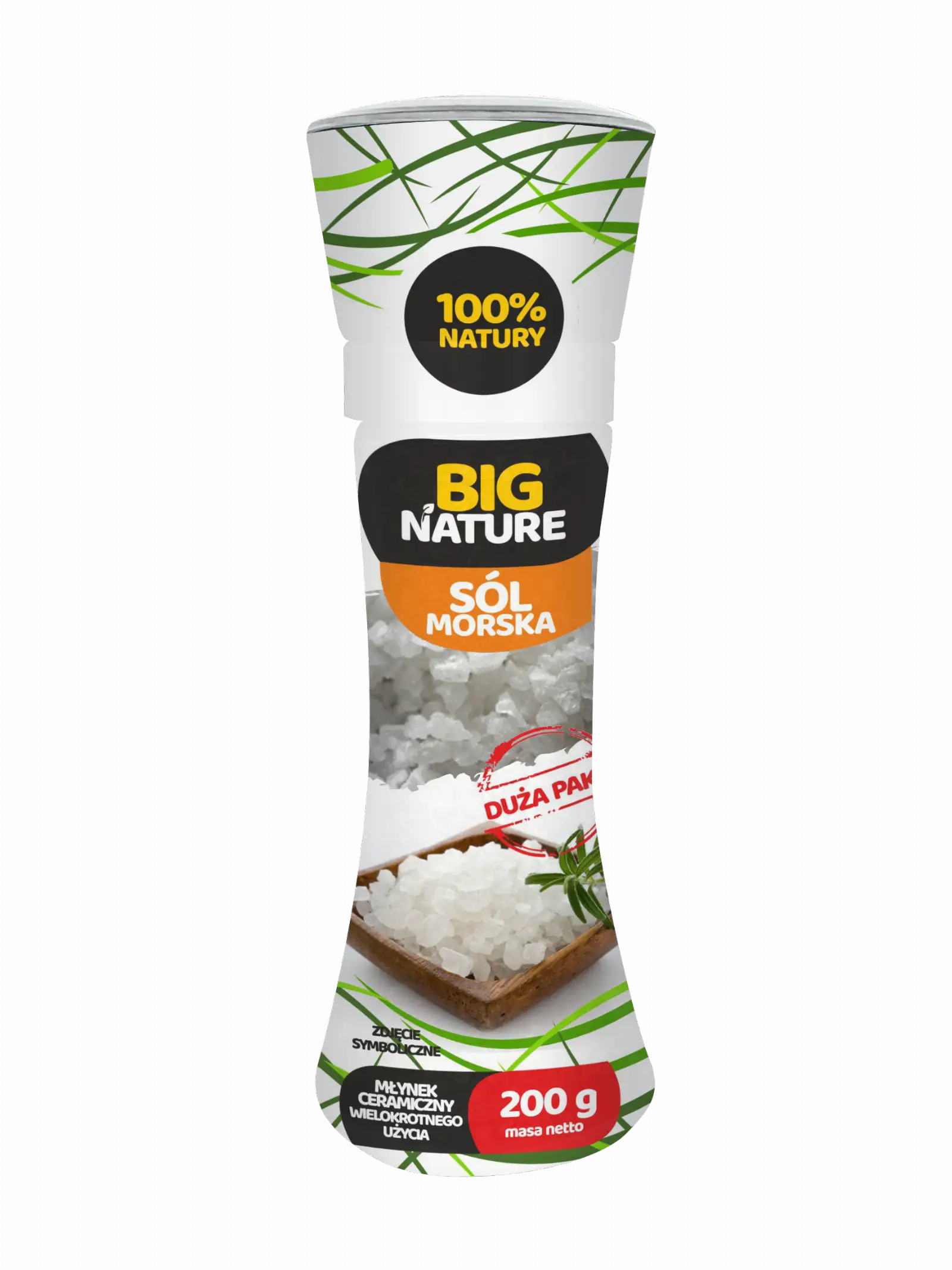 Przyprawa Sól morska gruba Młynek 200g Duża Paka - BIG NATURE — 2