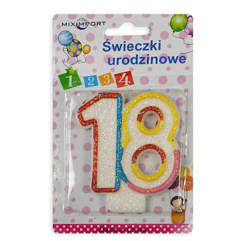 świeczka cyfra 18-tka mix  | św-287k