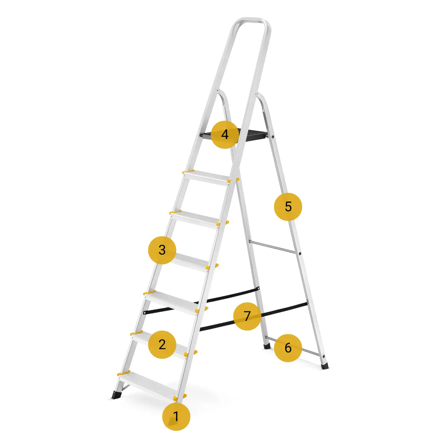 Drabina aluminiowa domowa jednostronna schodki do domu HIGHER 7 stopni 125 kg — 7
