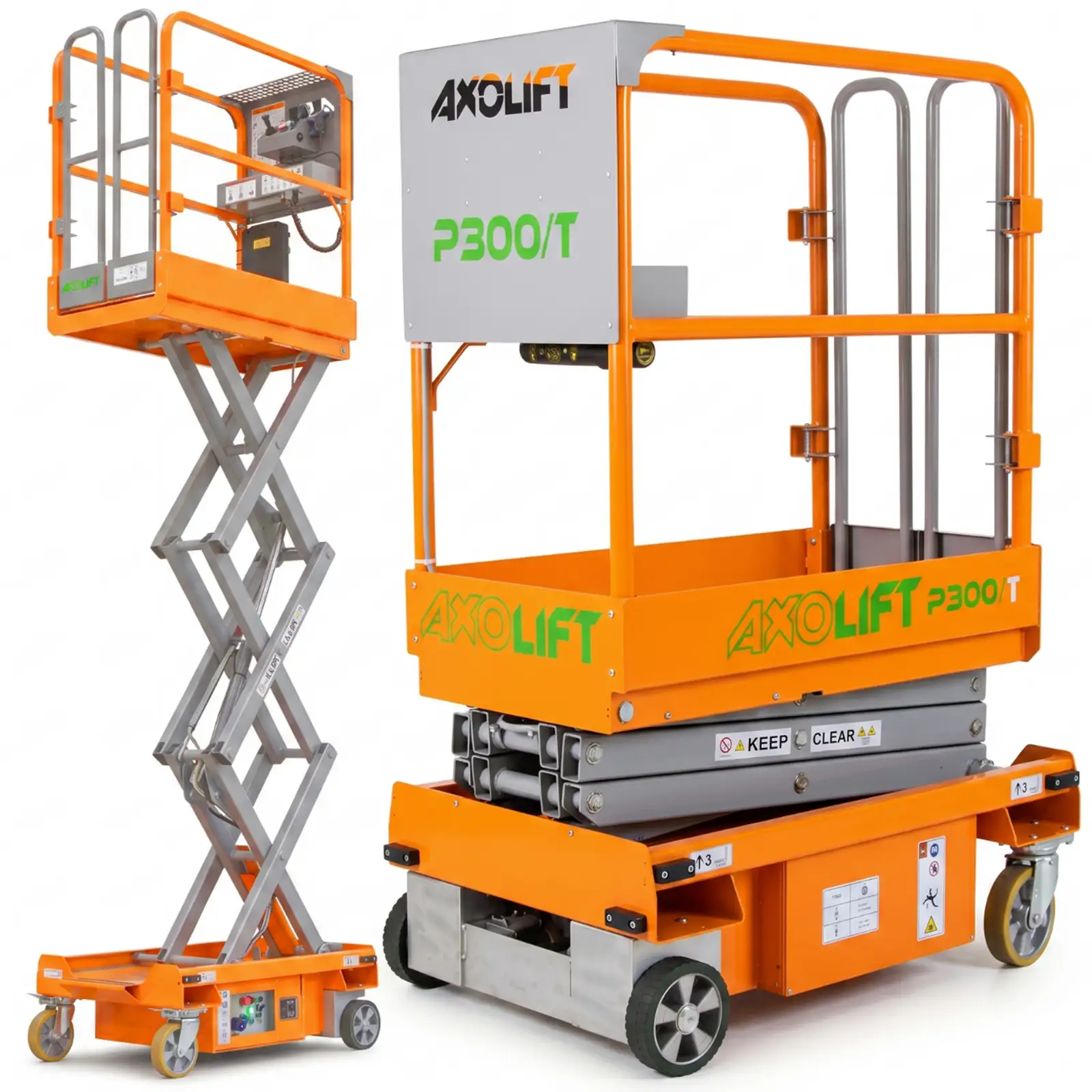Podnośnik osobowy nożycowy AXOLIFT P300T zwyżka akumulatorowa podest roboczy ruchomy 4,95 m