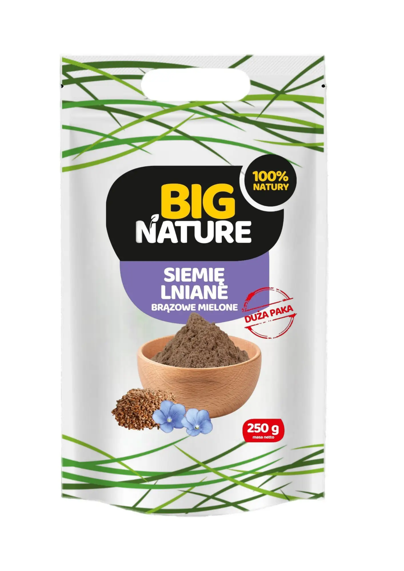 Siemię lniane mielone brązowe 250g  Duża Paka - BIG NATURE — 2