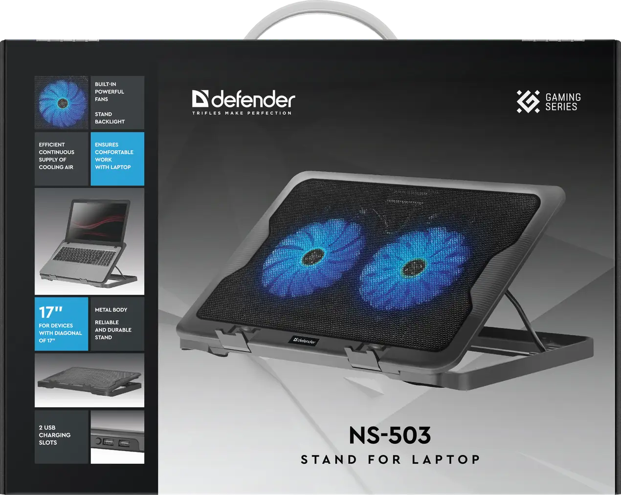 PODSTAWKA DEFENDER POD LAPTOPA NS-503 15.6"-17" 2W 2xUSB — 8