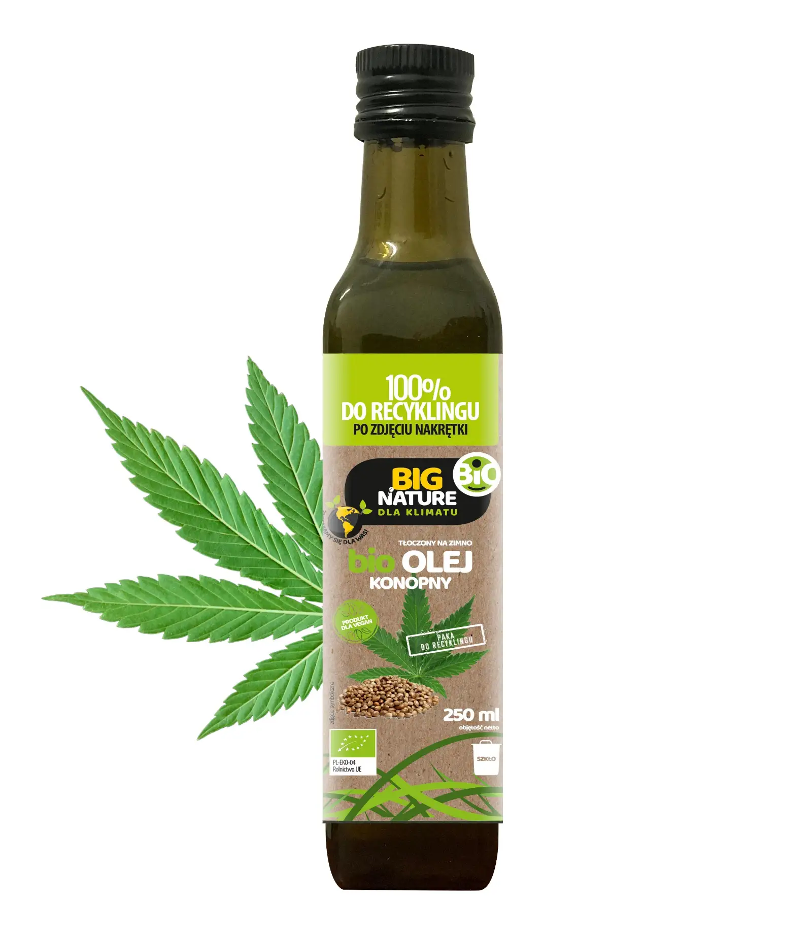 Olej Konopny tłoczony na zimno BIO 250ml - BIG NATURE — 2