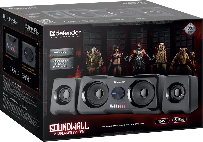 GŁOŚNIKI DEFENDER SOUNDWALL 2.1 16W — 3