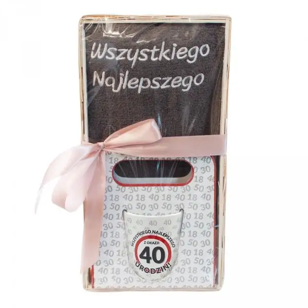 ręcznik+kubek w koszyku WSZYSTKIEGO NAJLEPSZEGO ''40''