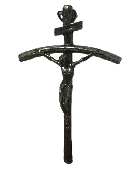 krzyż Papieski metalowy  duży  24cm z zawieszką