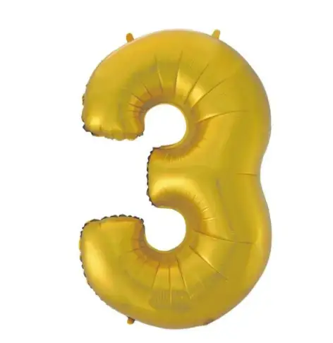 balon cyfra 3 złota  45'' | HS-C45ZM3