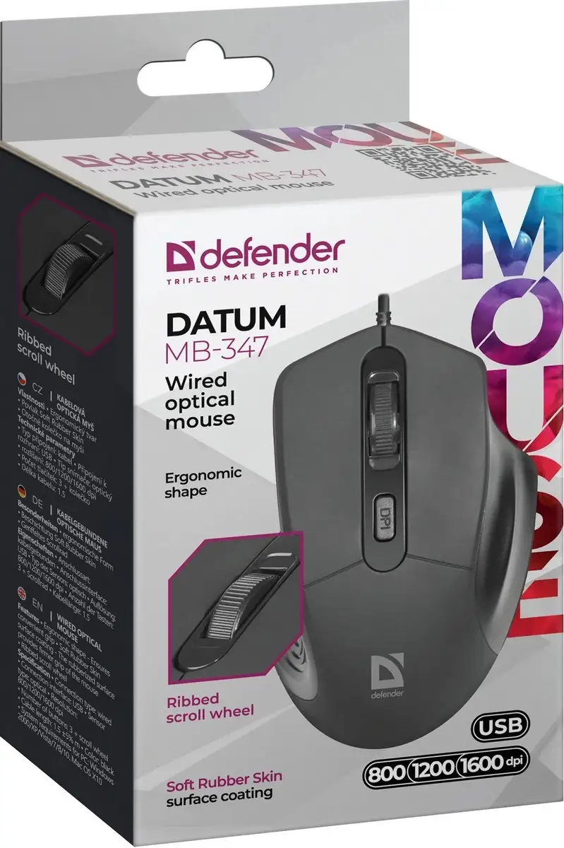 MYSZ DEFENDER DATUM MB-347 CZARNA OPTICAL 1600dpi 4P — 5