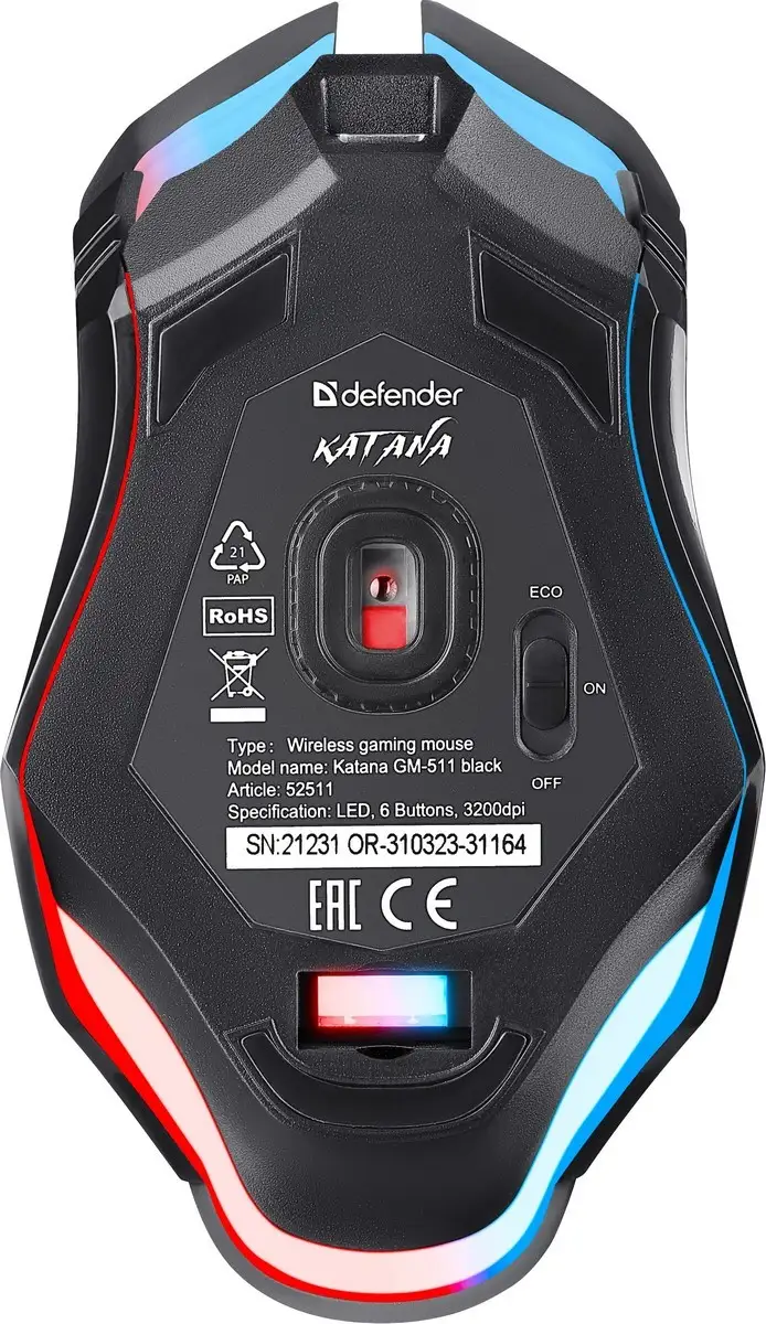 MYSZ DEFENDER GM-511 KATANA RF 3200dpi 7P CZARNA — 5