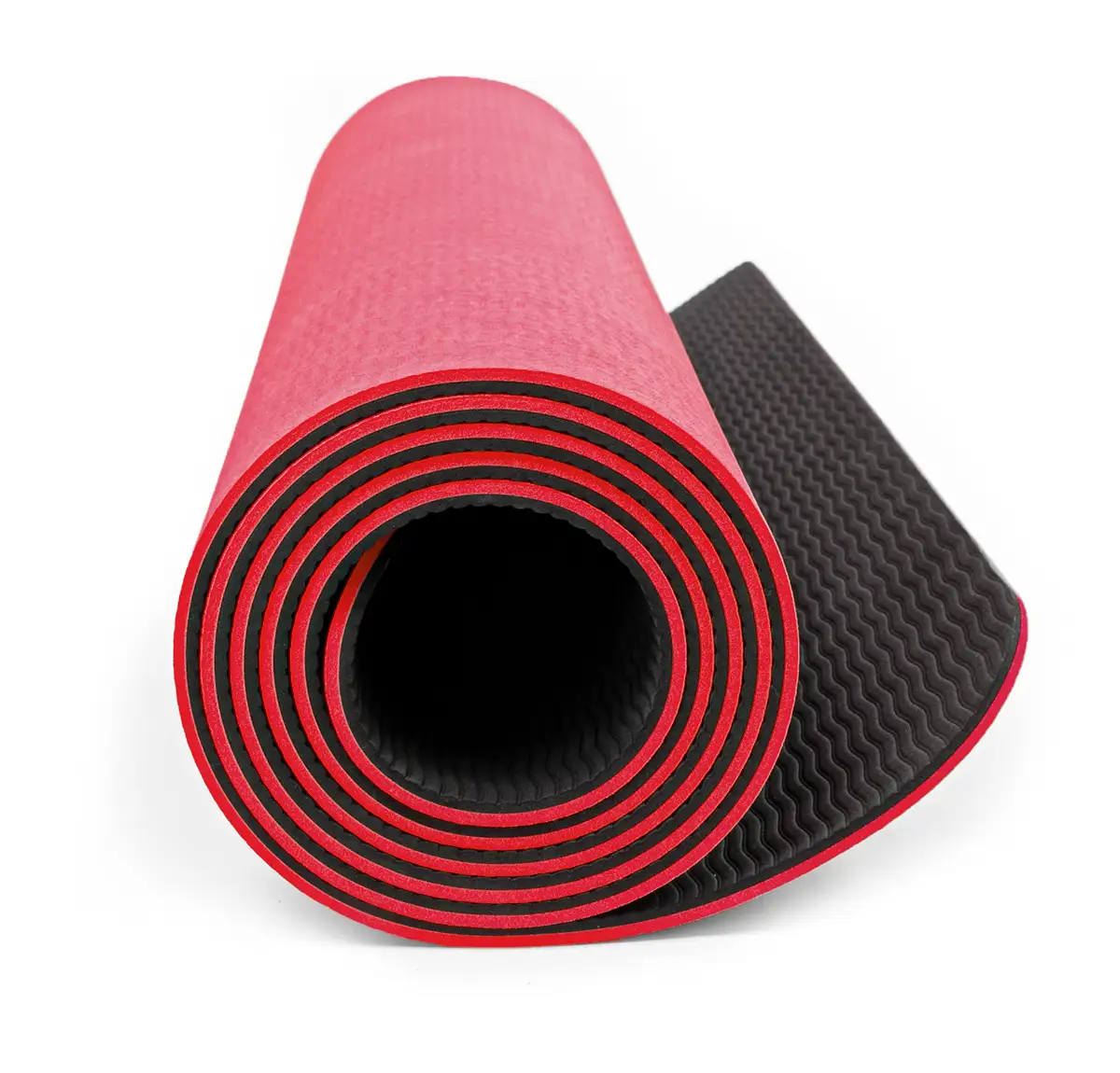 Mata do ćwiczeń fitness yogi 6mm TPE Pretorians czarno-czerwona — 6
