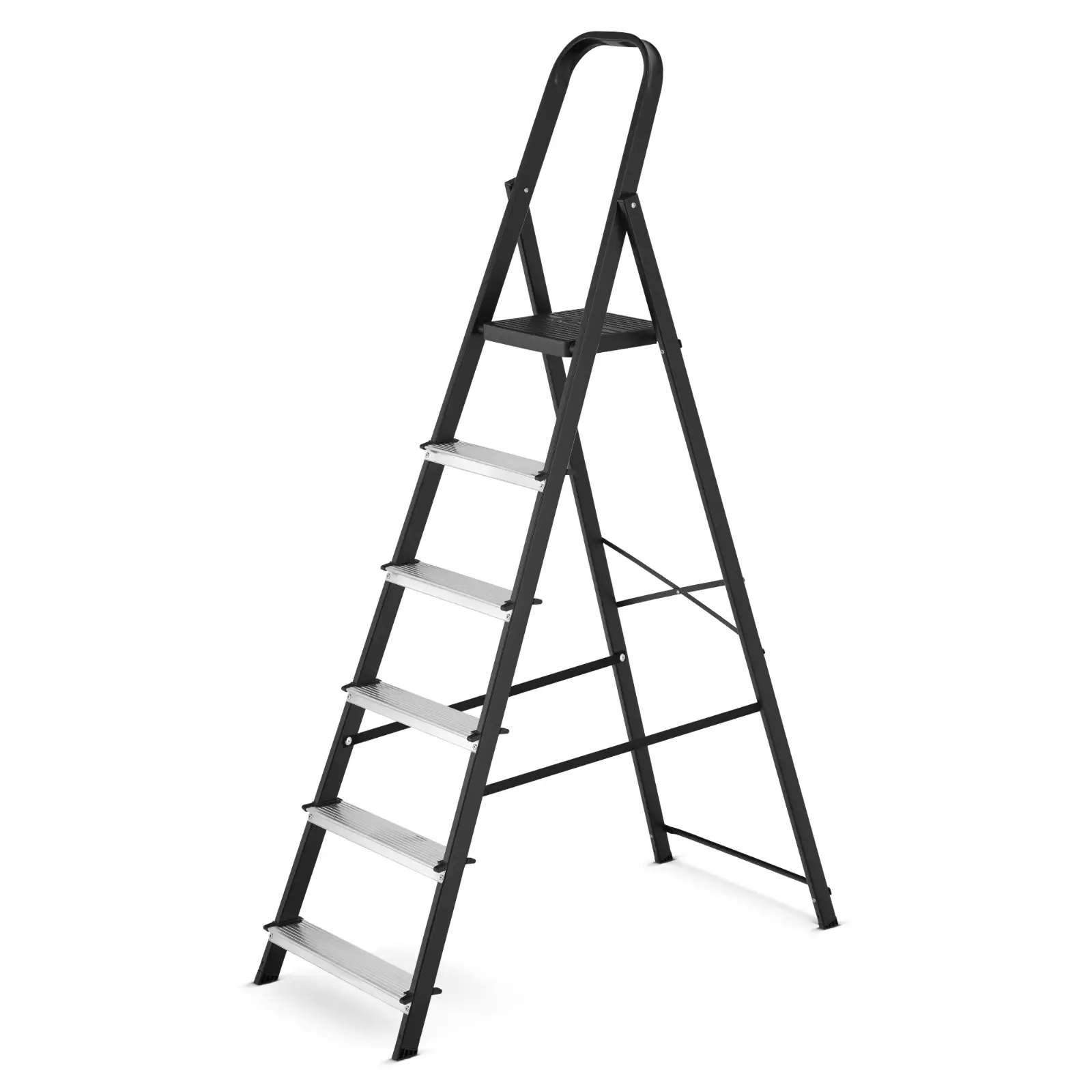 Drabina aluminiowa stalowa domowa HIGHER 6 stopni 150 kg MOCNA — 2