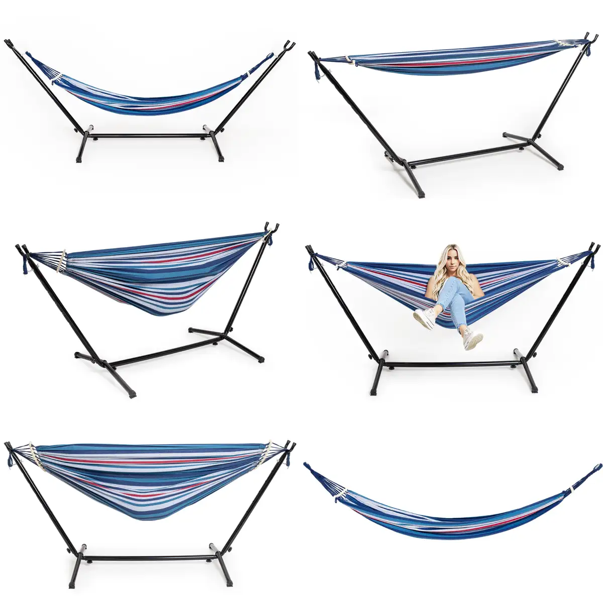 Hamak, huśtawka niebieski 260x150cm H03 Be-Active.pl — 8