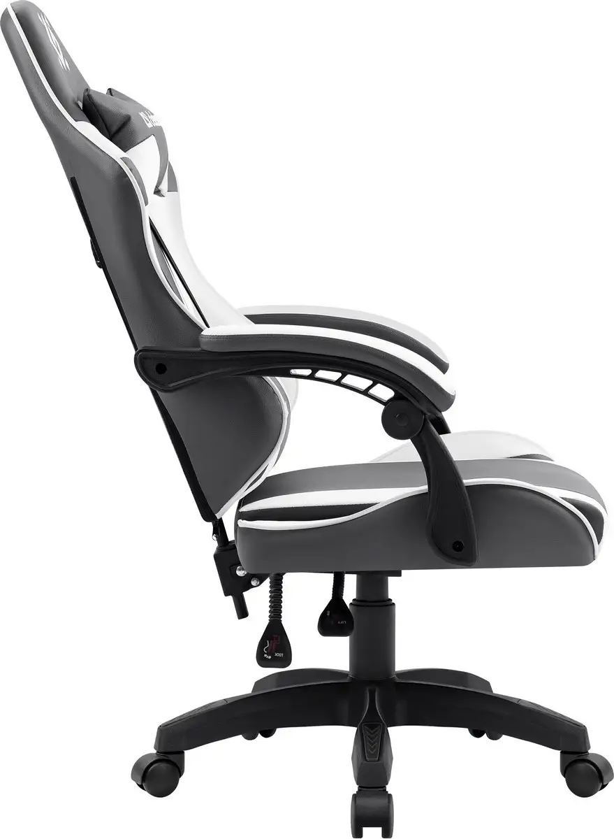 FOTEL DEFENDER FORTUNE SZARO-BIAŁY GAMING — 6