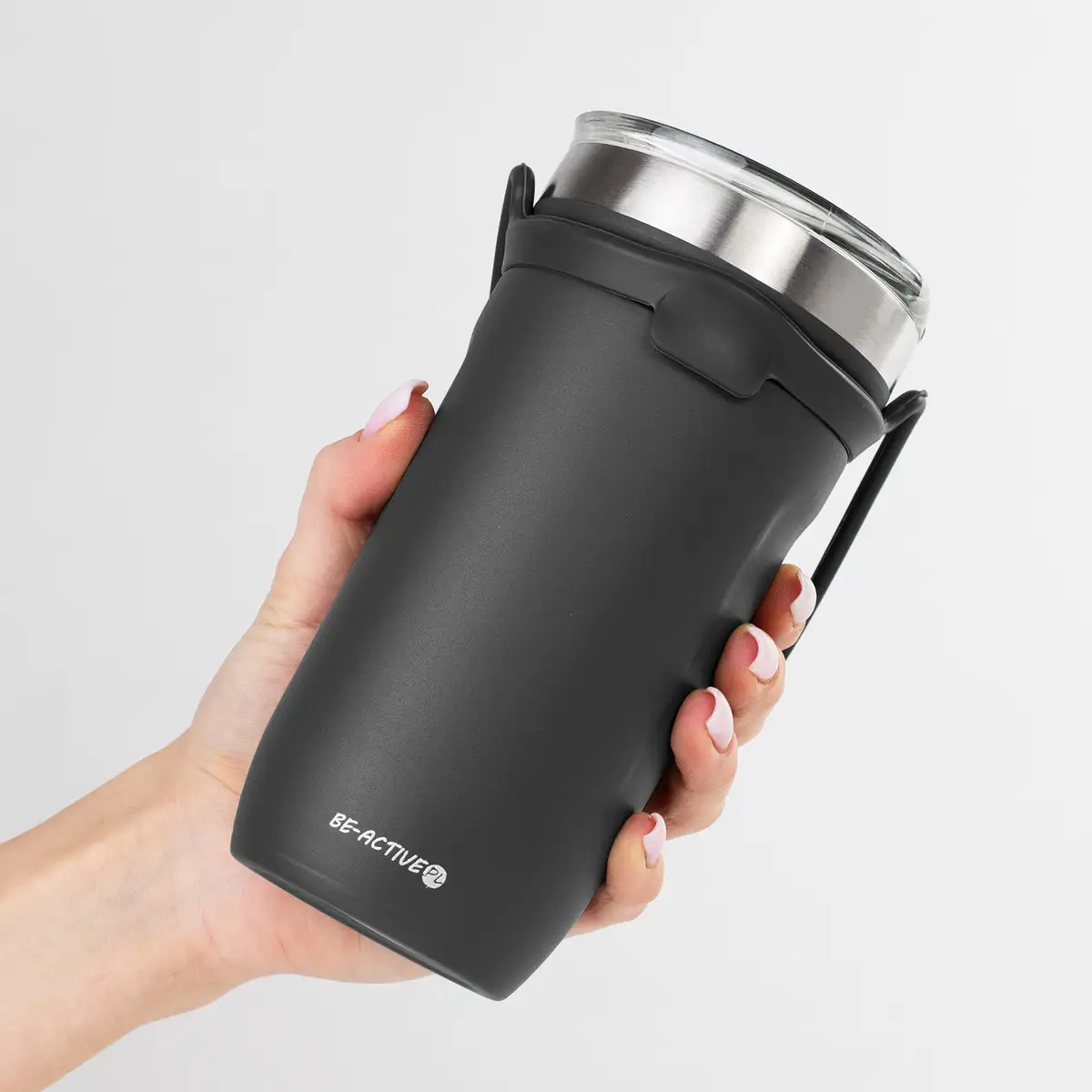 Kubek termiczny termos duży 550ml na herbatę kawę napój podróżny szary — 2