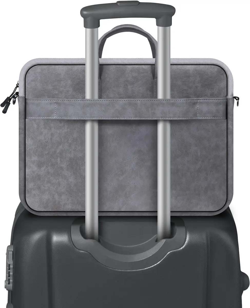 TORBA DEFENDER SOLID LEATHER 15,6" SZARA — 4