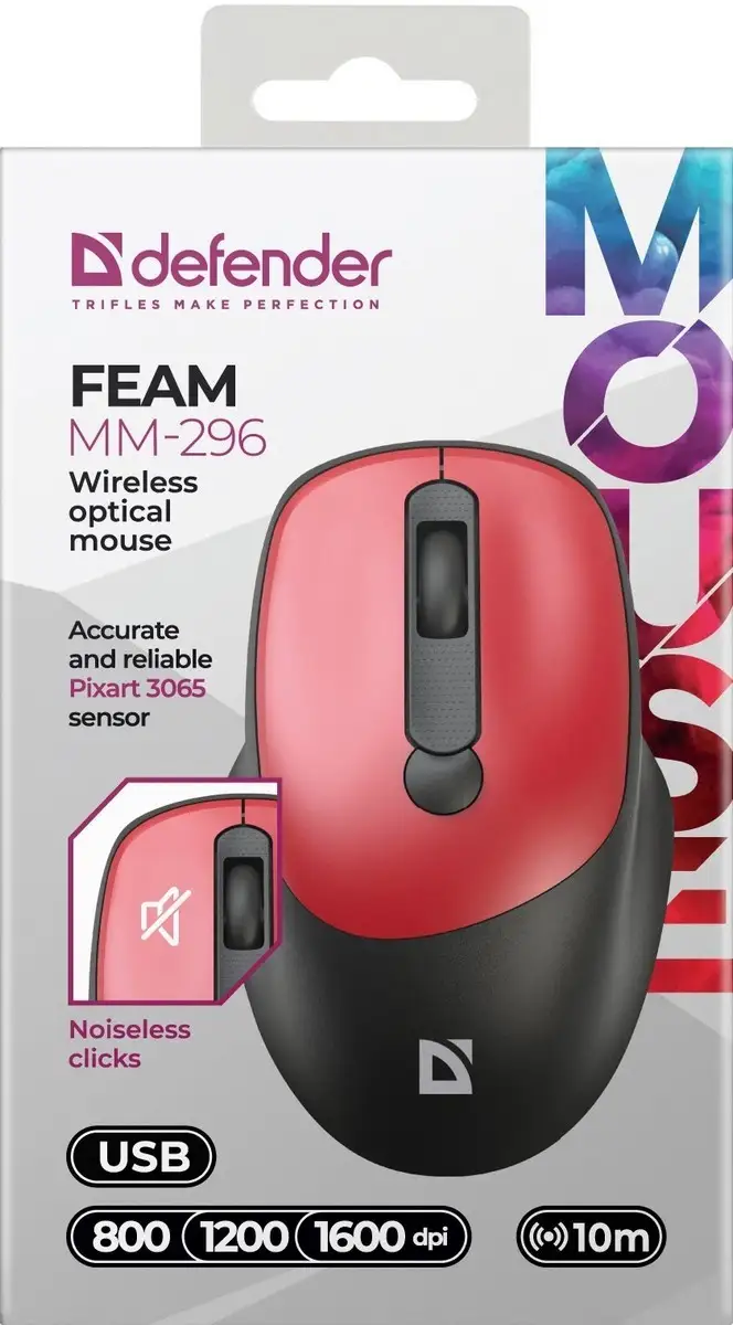 MYSZ DEFENDER FEAM MM-296 RF SILENT CZERWONA — 3