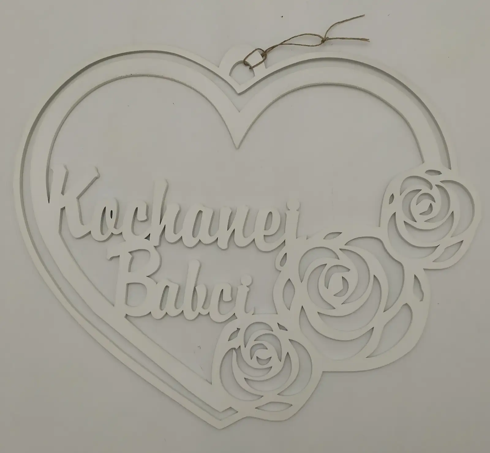 serce wiszące 30cm ażur BABCIA