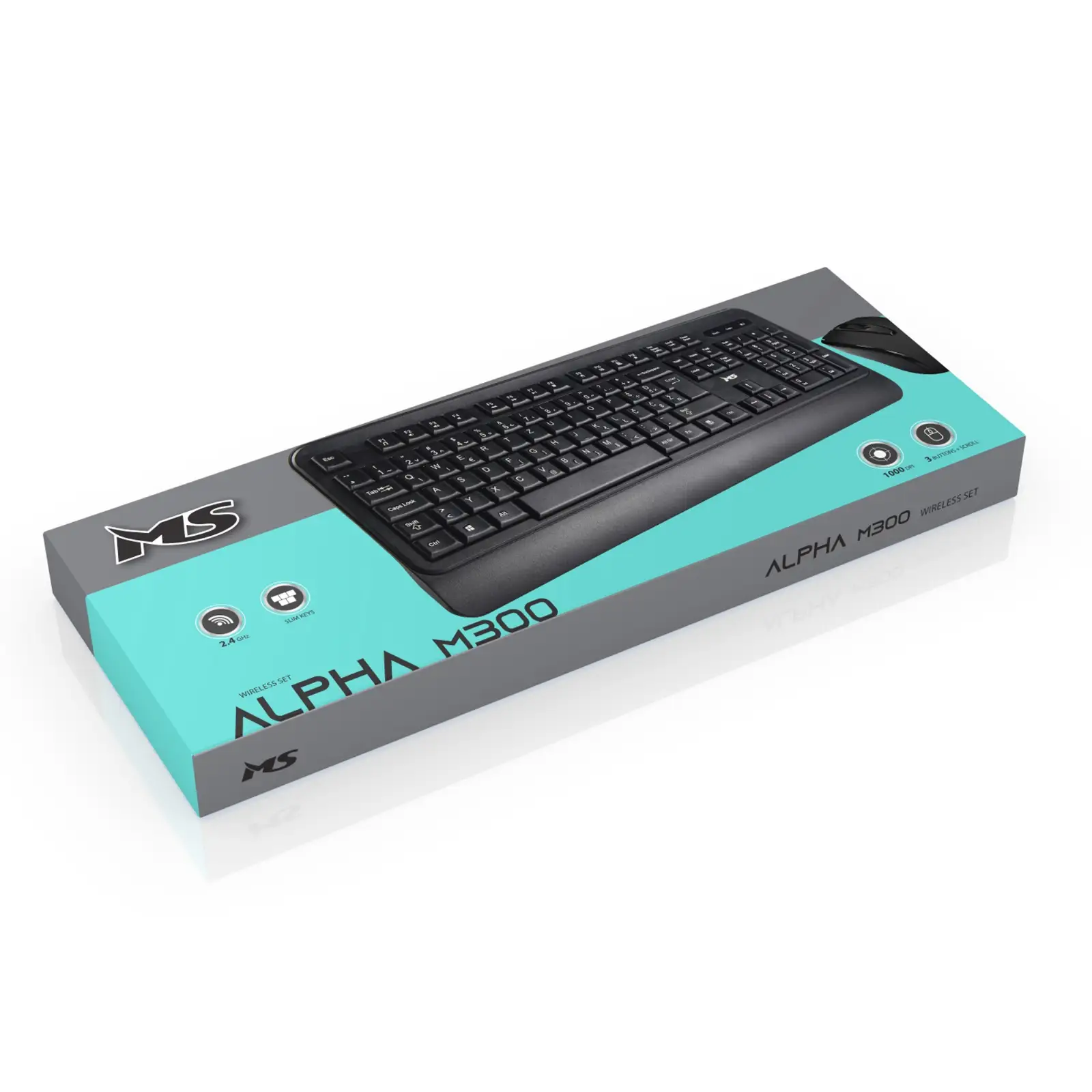 KLAWIATURA MS ALPHA M300 RF + MYSZ 1000DPI US LAYOUT — 3