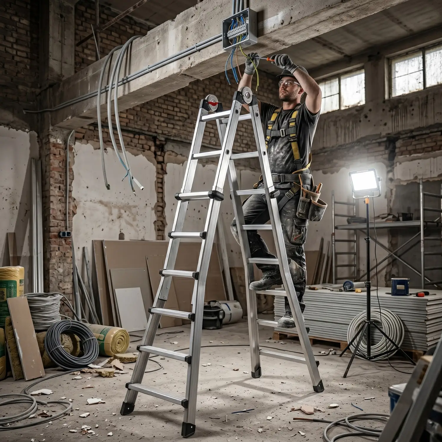 Drabina aluminiowa teleskopowa 6,75 m GIERRE 6x6 na schody przegubowa 150 kg — 11