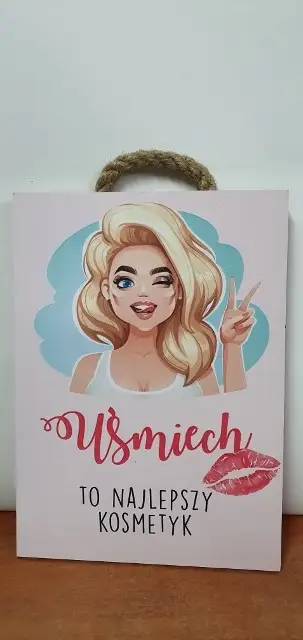 tabliczka/obraz do zawieszenia 20x15 UŚMIECH TO NAJLEPSZY KOSMETYK